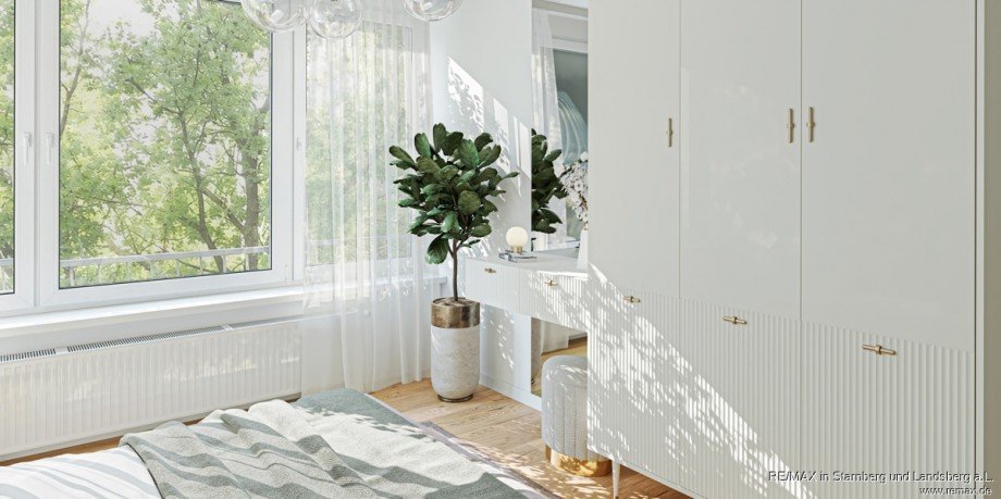 Schlafzimmer digital bearbeitet nach Modernisierung Etagenwohnung M�nchen
