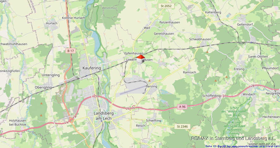 Lage im Landkreis Einfamilienhaus Penzing