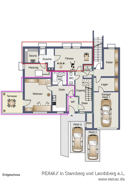 Grundriss EG Skizze Einfamilienhaus Tutzing