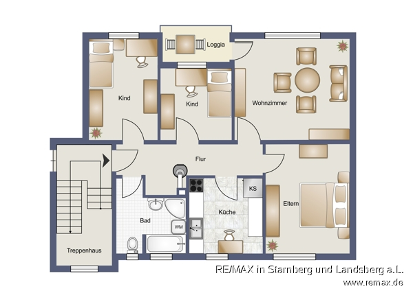 Grundriss Skizze Etagenwohnung Landsberg
