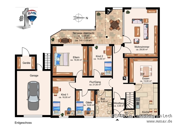 Grundriss EG Skizze Reihenmittelhaus Kaufering