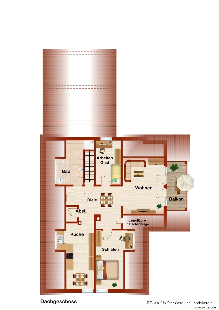 Grundriss Skizze Dachgeschosswohnung Thaining