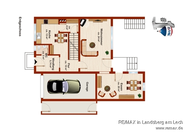 Grundriss EG Skizze Reihenendhaus Buchloe