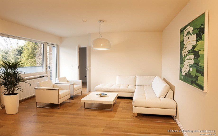 Wohnzimmer - digital m�bliert Etagenwohnung Gr�felfing