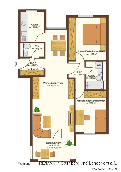 Grundriss - auch WG-geeignet Etagenwohnung M�nchen / Sendling