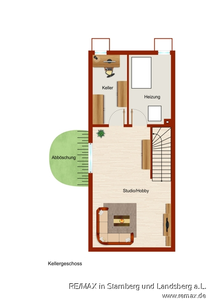 Grundriss KG Skizze Reihenendhaus Utting