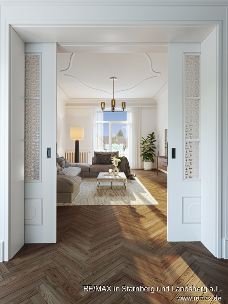 Wohnzimmer - digital m�bliert Dachgeschosswohnung W�rzburg
