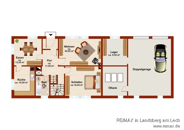 Grundriss Skkizze EG Einfamilienhaus Hurlach
