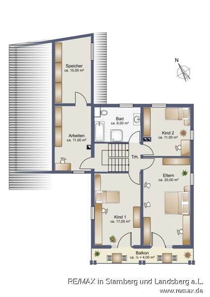 Grundriss Dachgescho� Einfamilienhaus Icking