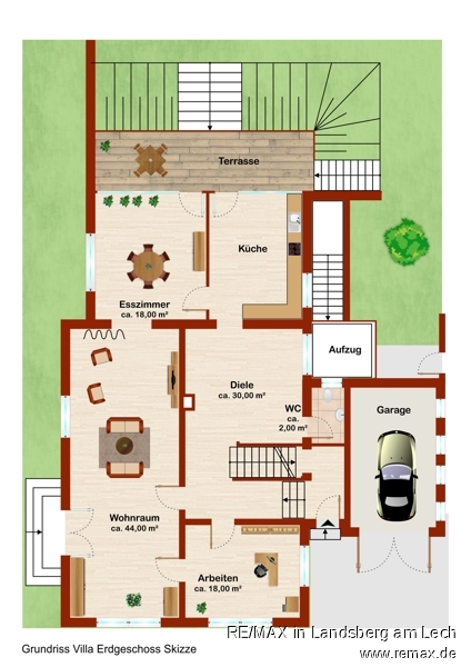 Grundriss EG Skizze Villa Egelsbach