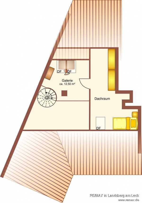 Grundriss Galerie und Dachraum Maisonettewohnung Augsburg