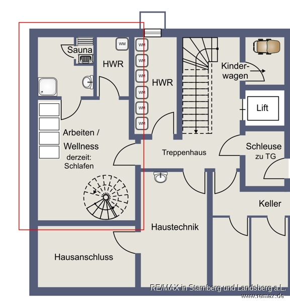 Grundriss UG Skizze Erdgeschosswohnung M�nchen