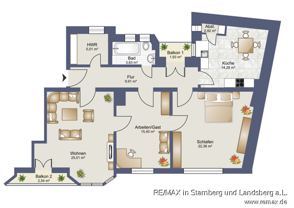 Grundriss Sikzze Etagenwohnung W�rzburg