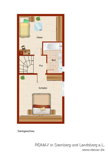 Grundriss DG Skizze Reihenendhaus Utting
