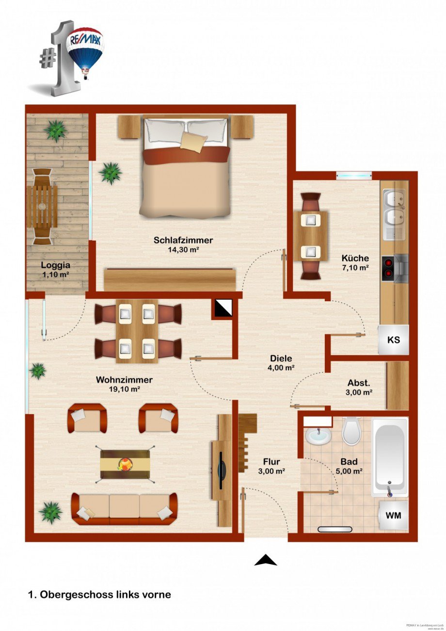 Grundriss der Wohnung Etagenwohnung Augsburg