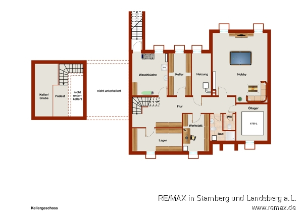 Grundriss KG Skizze Bungalow Landsberg