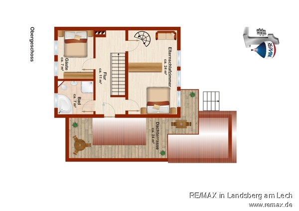 Grundriss OG Skizze Reihenendhaus Buchloe