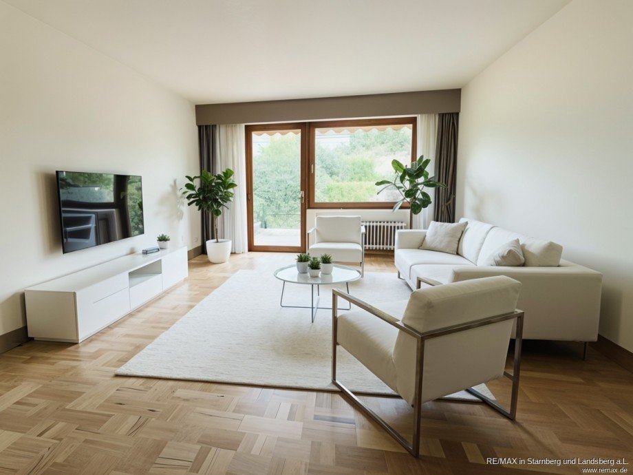 Wohnzimmer - digital m�bliert Reihenmittelhaus M�nchen