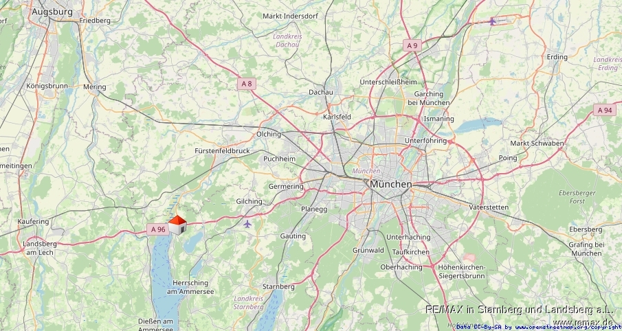 Lage in der Region Reihenhaus Inning