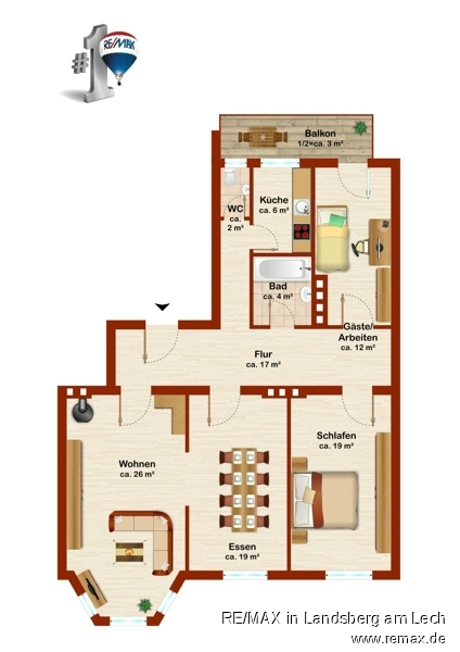 Grundriss Skizze Etagenwohnung M�nchen
