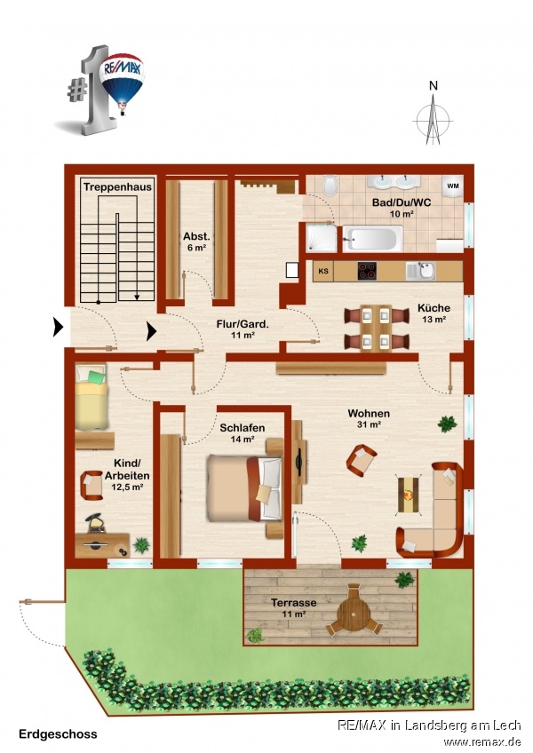 Grundgriss Erdgeschosswohnung Vilgertshofen
