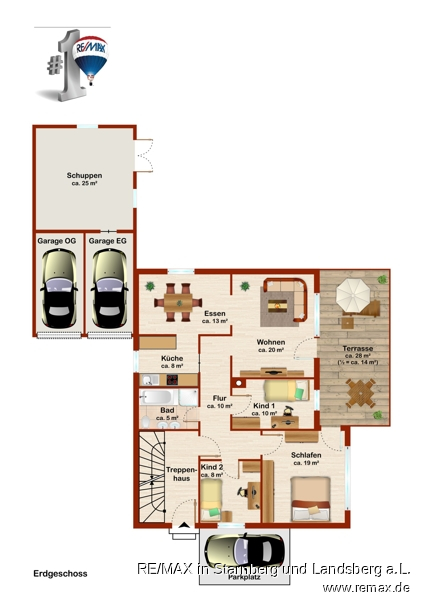 Scheuring - Grundriss 1 EG Skizze Erdgeschosswohnung Scheuring