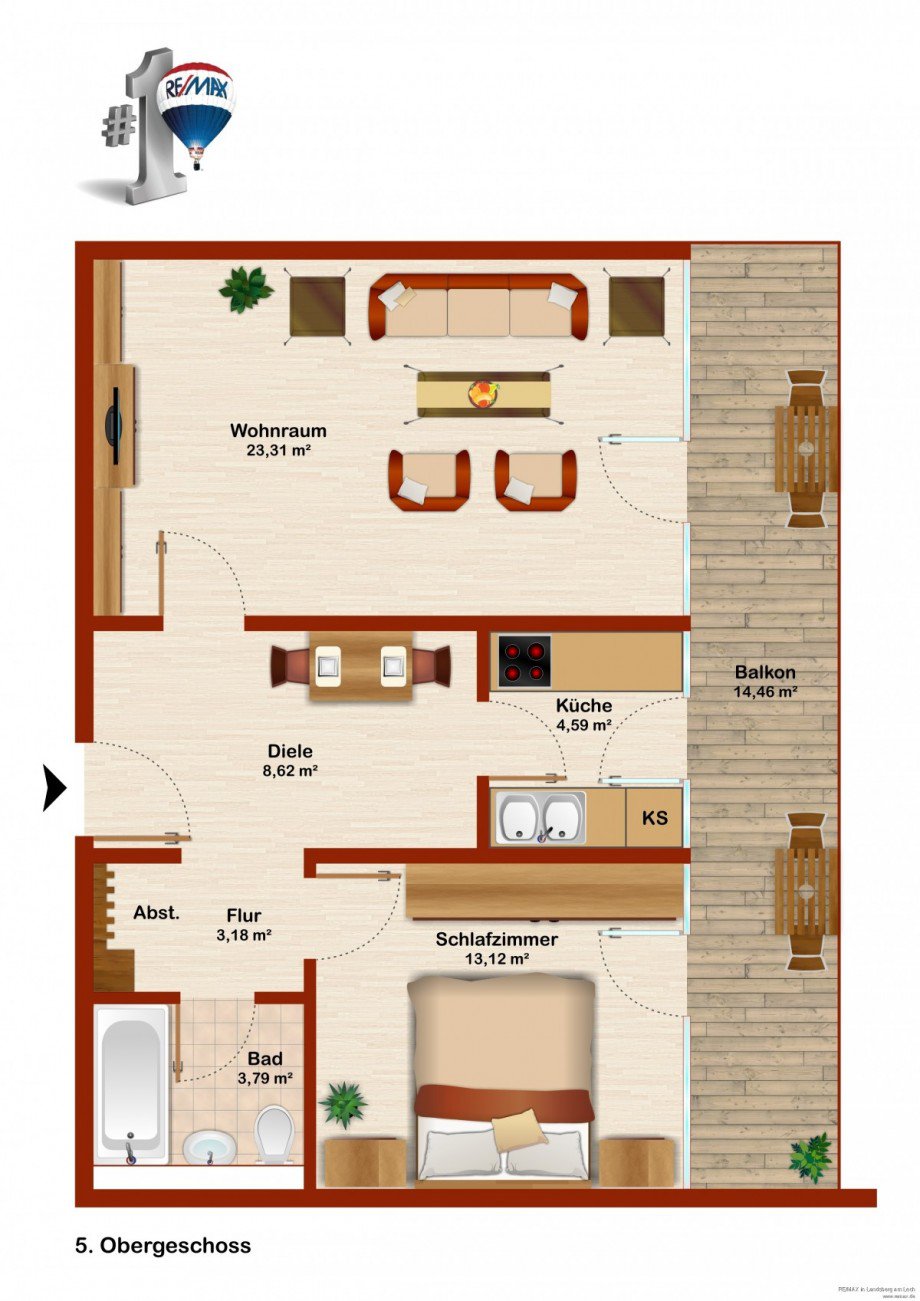 Grundriss Etagenwohnung F�rstenfeldbruck