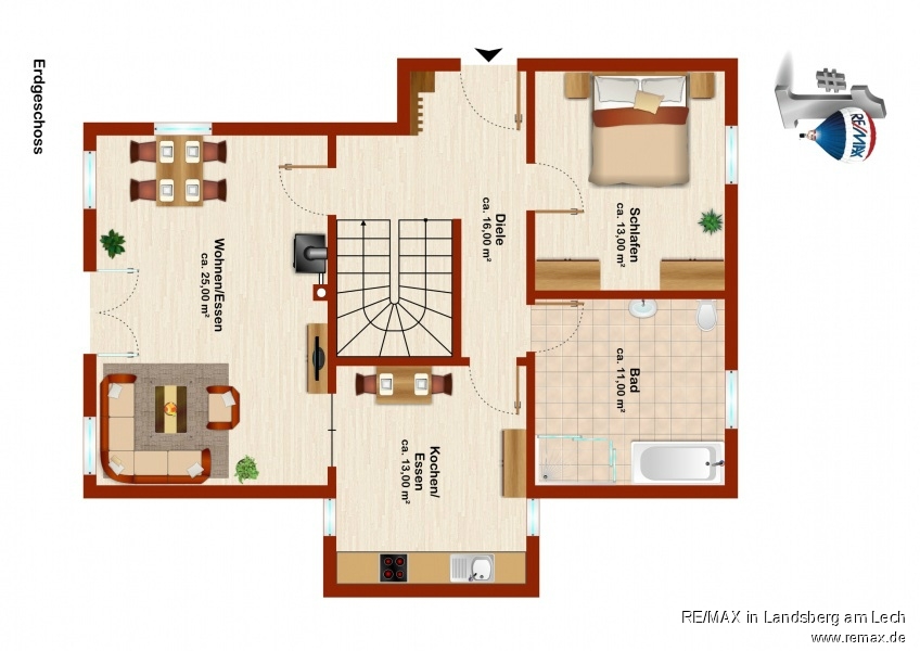 Grundriss EG Einfamilienhaus Thaining