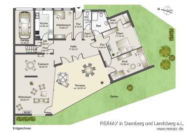 Grundriss Erdgeschoss Bungalow Trier