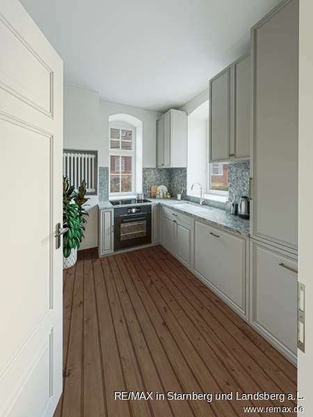 K�che - digital modernisiert und m�bliert Souterrainwohnung W�rzburg