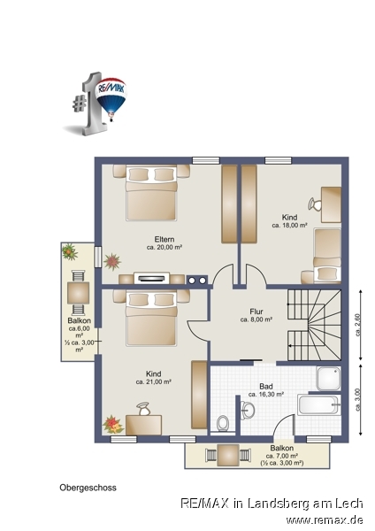 Grundriss OG Doppelhaush�lfte Die�en