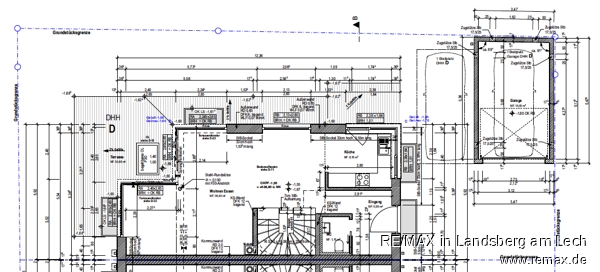 Grundriss EG bemasst Doppelhaush�lfte Berg