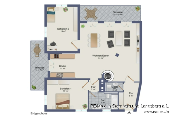 Grundriss 3-Zi (aktuell) Erdgeschosswohnung Berg