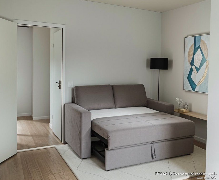 Schlafbereich - mit KI digital m�bliert Etagenwohnung M�nchen