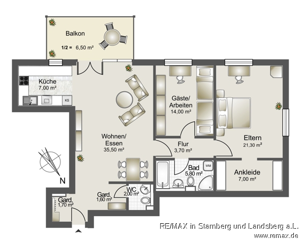 Grundriss der Wohnung Etagenwohnung Gauting