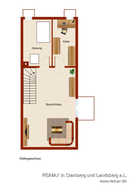 Grundriss KG Skizze Reihenendhaus Utting