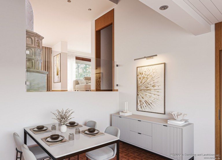 Esszimmer mit Blick ins Wohnzimmer Vaterstetten Doppelhaush�lfte Architekten Doppelhaush�lfte zum Modernisieren