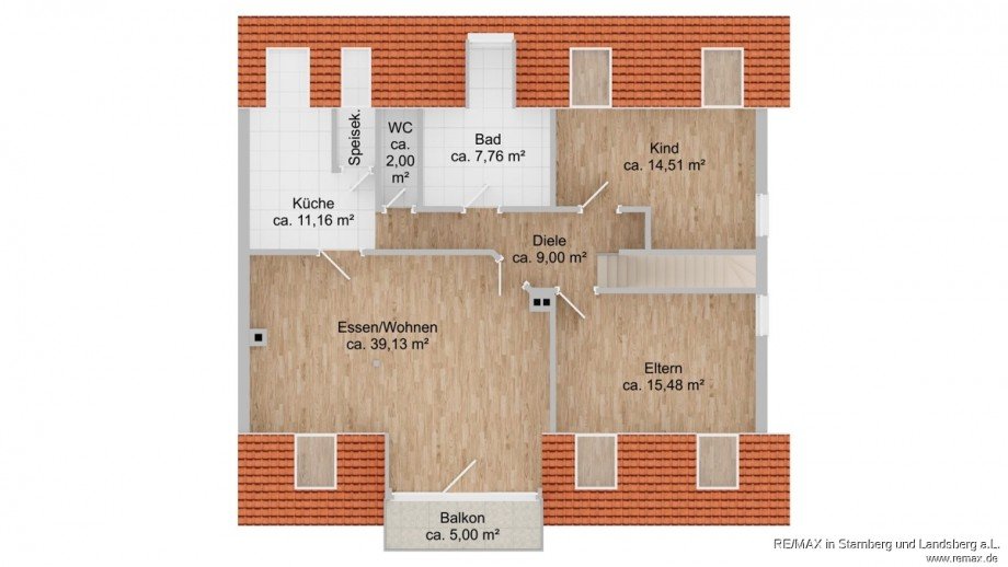 Grundriss Dachgeschosswohnung Finning / Entraching