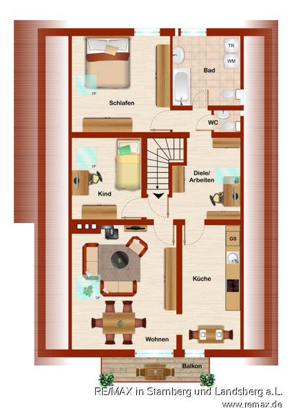 Grundriss Skizze Dachgeschosswohnung Windach