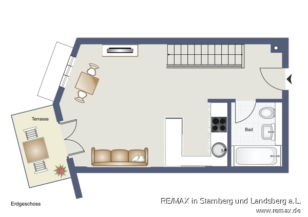 Grundriss EG Skizze Maisonettewohnung M�nchen