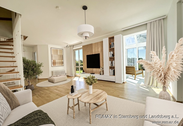 Wohnzimmer virtuell m�bliert Reihenendhaus Utting