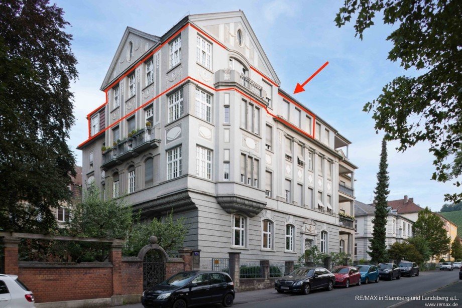 Vordergeb�ude und Lage der Wohnung Etagenwohnung W�rzburg