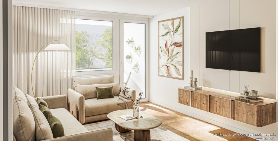Wohnzimmer digital bearbeitet nach Modernisierung Etagenwohnung M�nchen