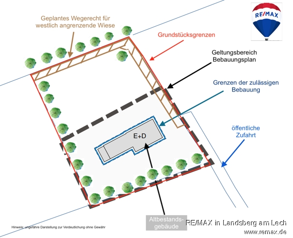 Baugrenzen des Grundst�cks Einfamilienhaus Hurlach