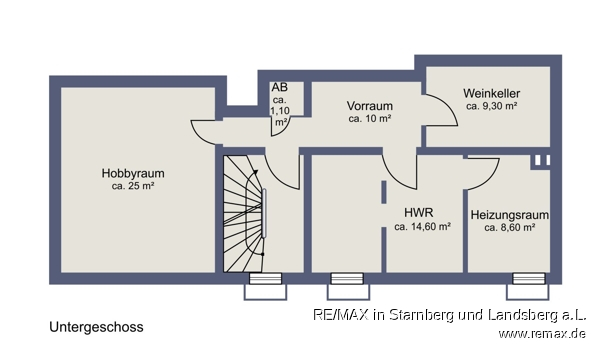 Grundriss Untergescho� Doppelhaush�lfte M�nchen