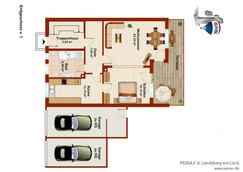 Grundriss EG IST Doppelhaush�lfte Graben