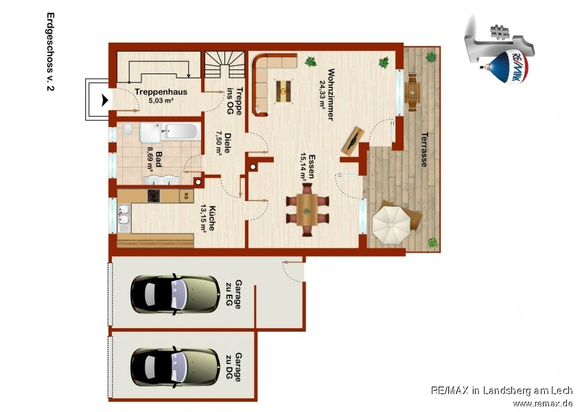 Grundriss EG Variante Doppelhaush�lfte Graben
