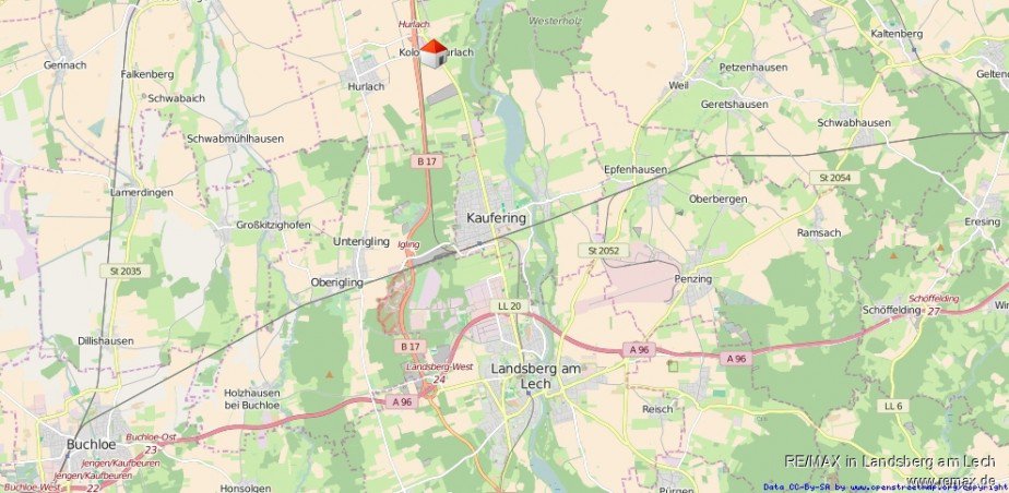 Lage im Ort Bauernhaus Hurlach