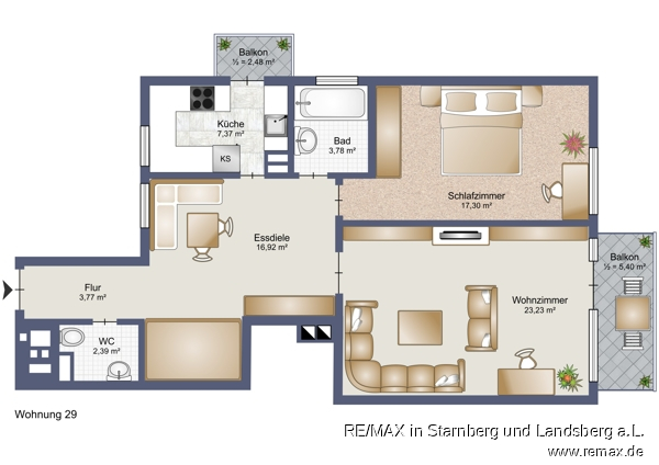 Grundriss Skizze Etagenwohnung M�nchen / Bogenhausen
