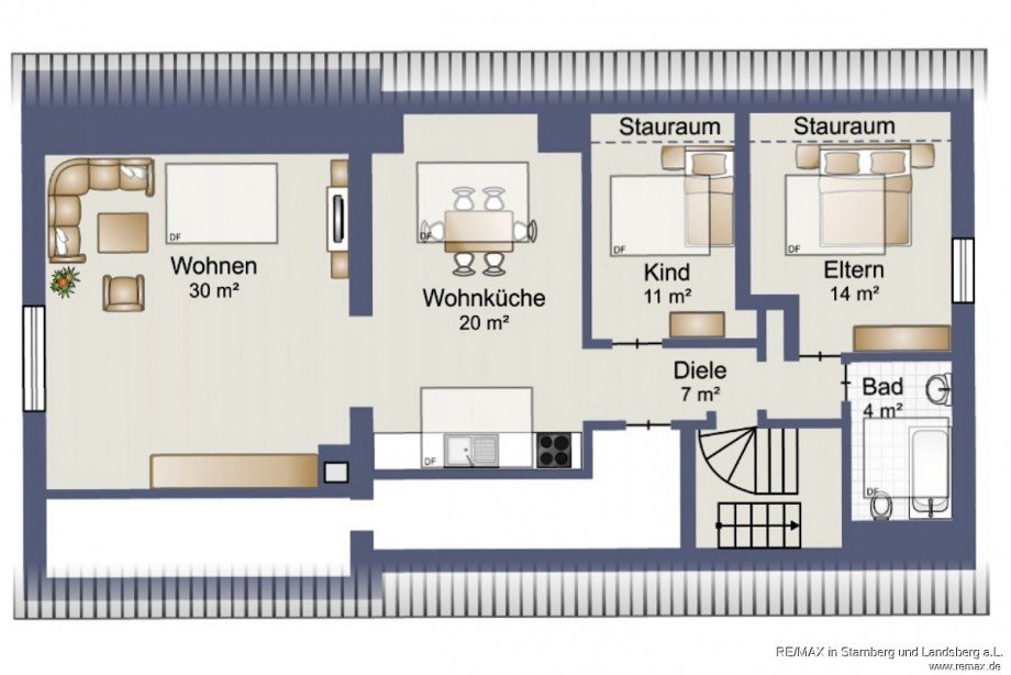 Grundriss Dachgeschoss Mehrfamilienhaus Bernried